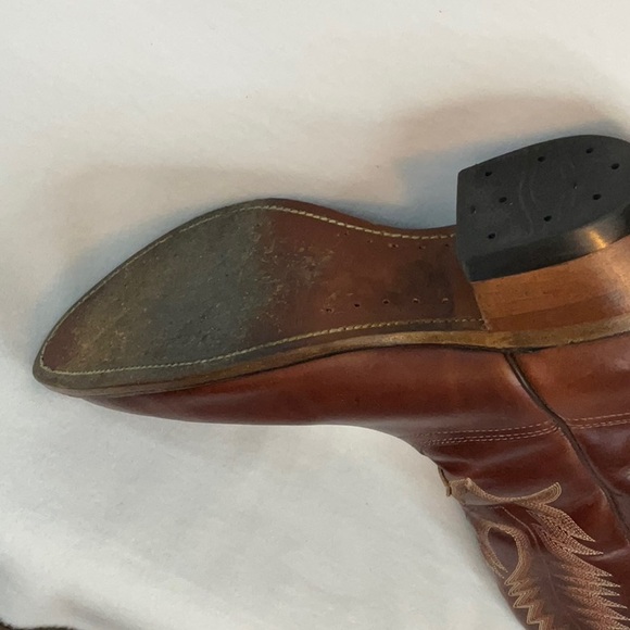 BOULET Classic Brown Leather Cowboy Boots-10E - Picture 7 of 8